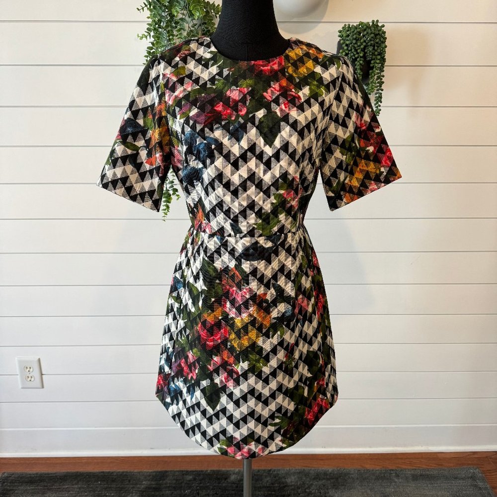 TOPSHOP Geometric Floral Chevron Dress